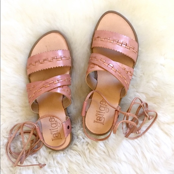 Latigo Gem Ankle Tie Flat Leather Sandals - Picture 2 of 8